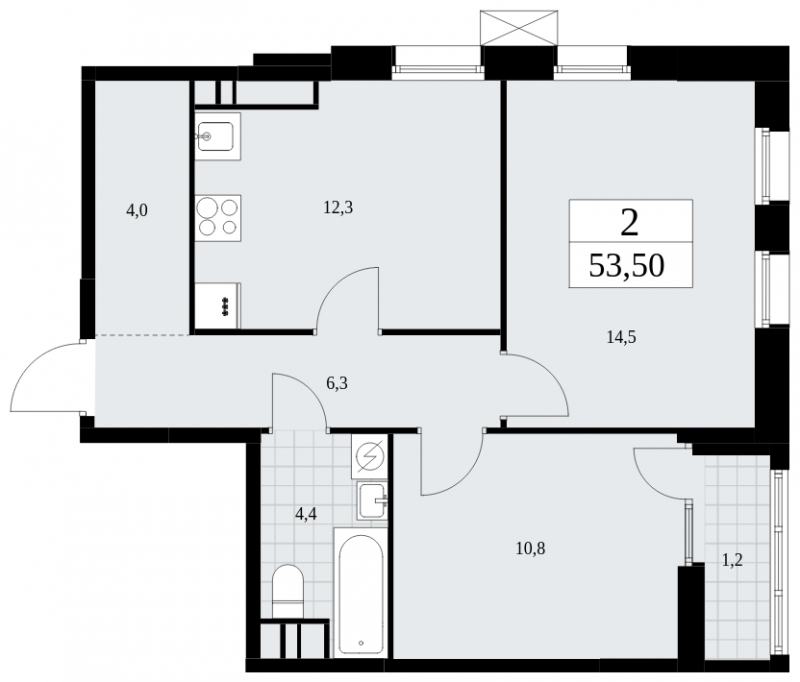 2-комнатная квартира в ЖК TERLE PARK на 5 этаже в 10 секции. Сдача в 4 кв. 2025 г.