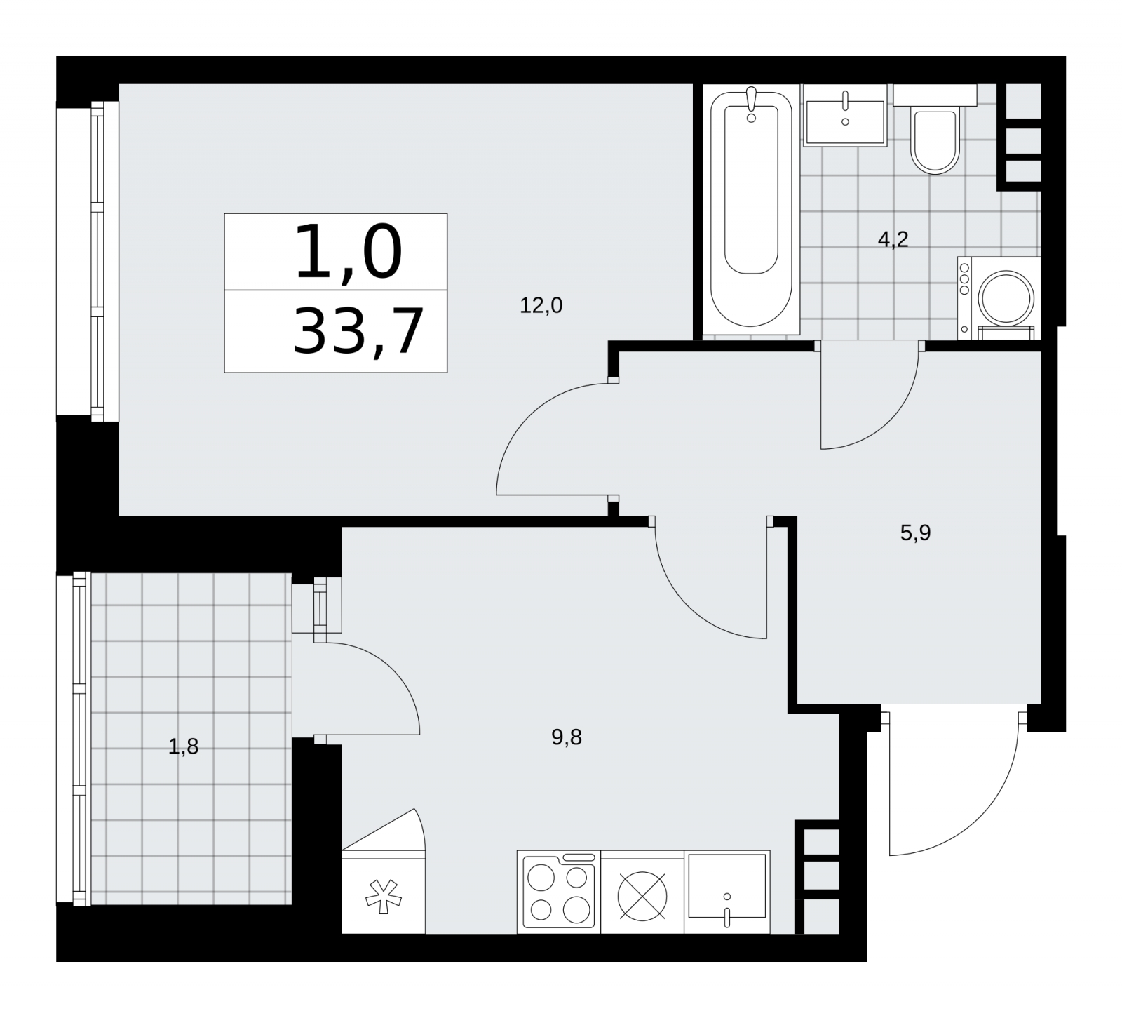 2-комнатная квартира с отделкой в ЖК Прео на 24 этаже в 1 секции. Сдача в 4 кв. 2024 г.