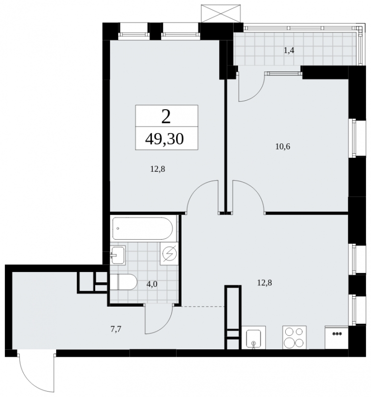 3-комнатная квартира с отделкой в ЖК Прео на 2 этаже в 1 секции. Сдача в 4 кв. 2024 г.