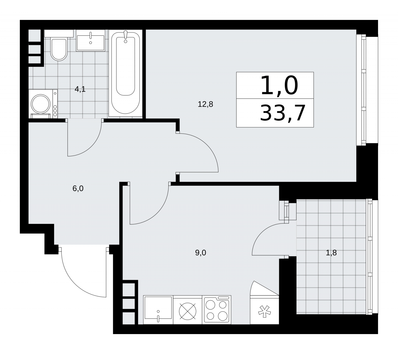 1-комнатная квартира (Студия) с отделкой в Велнес-квартал Никольский на 9 этаже в 2 секции. Сдача в 4 кв. 2024 г.