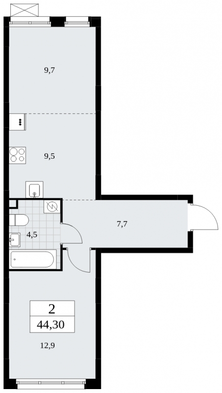 2-комнатная квартира с отделкой в Велнес-квартал Никольский на 3 этаже в 2 секции. Сдача в 4 кв. 2024 г.