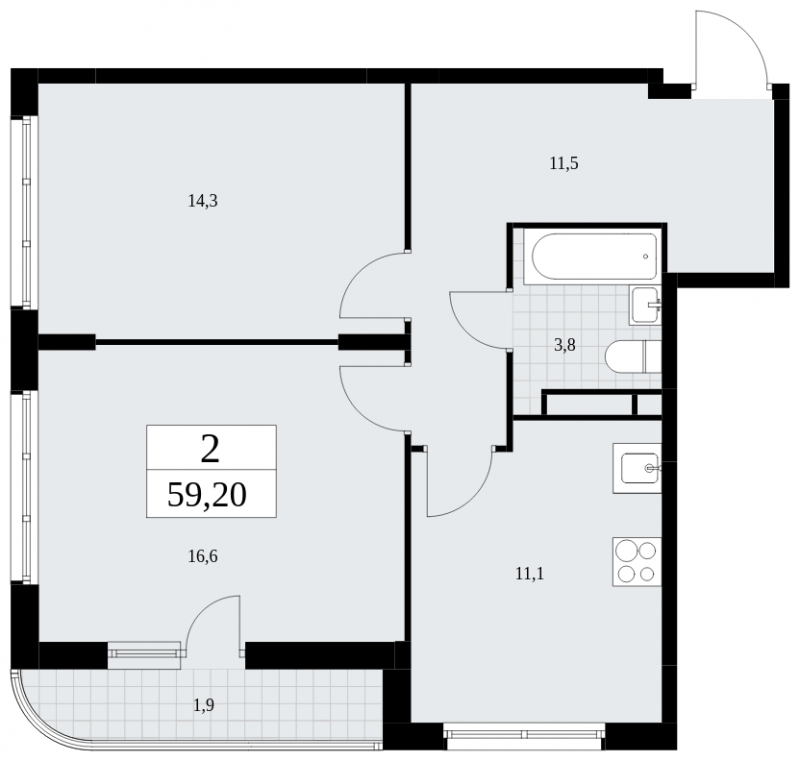 1-комнатная квартира в ЖК Скандинавия на 6 этаже в 1 секции. Сдача в 4 кв. 2024 г.