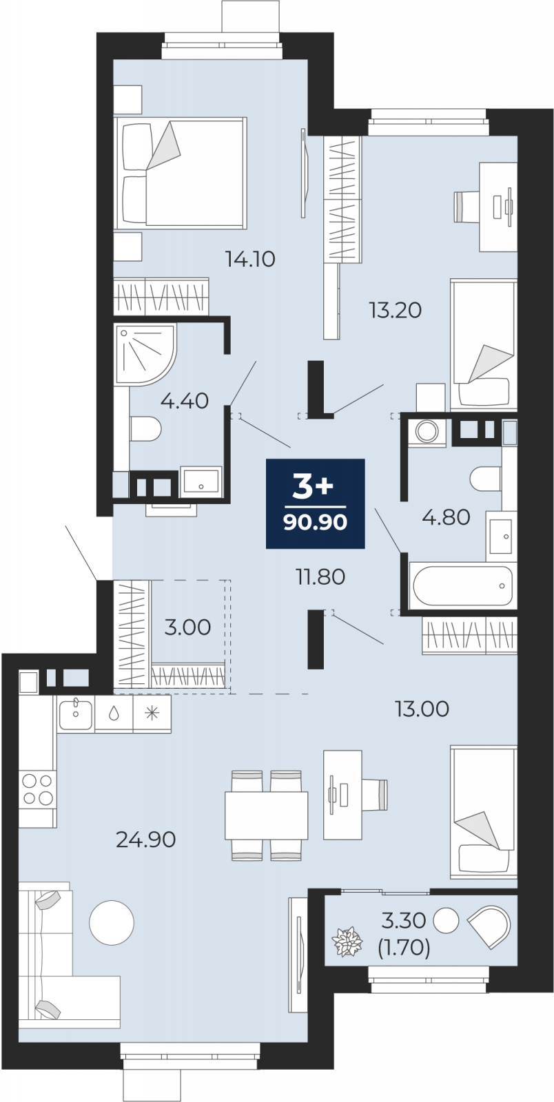 1-комнатная квартира (Студия) с отделкой в ЖК Перовское 2 на 11 этаже в 1 секции. Сдача в 3 кв. 2023 г.