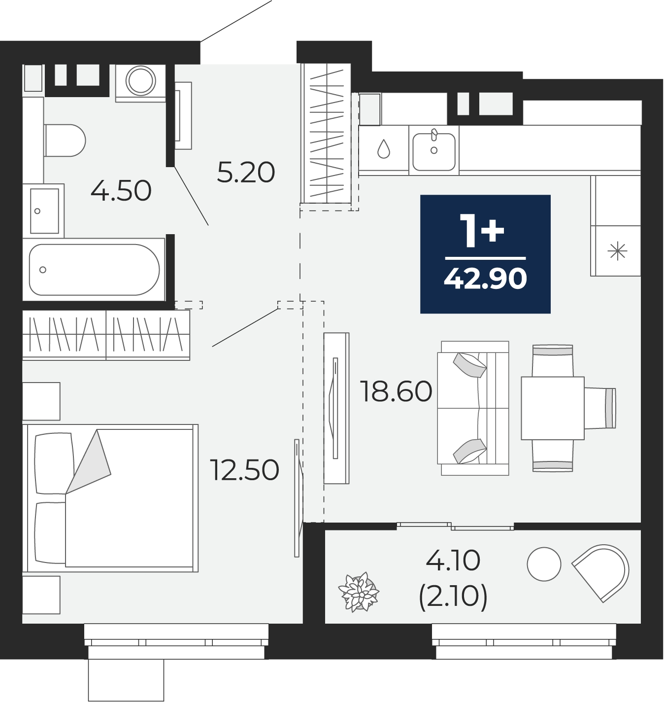 1-комнатная квартира (Студия) с отделкой в ЖК Перовское 2 на 31 этаже в 1 секции. Сдача в 3 кв. 2023 г.