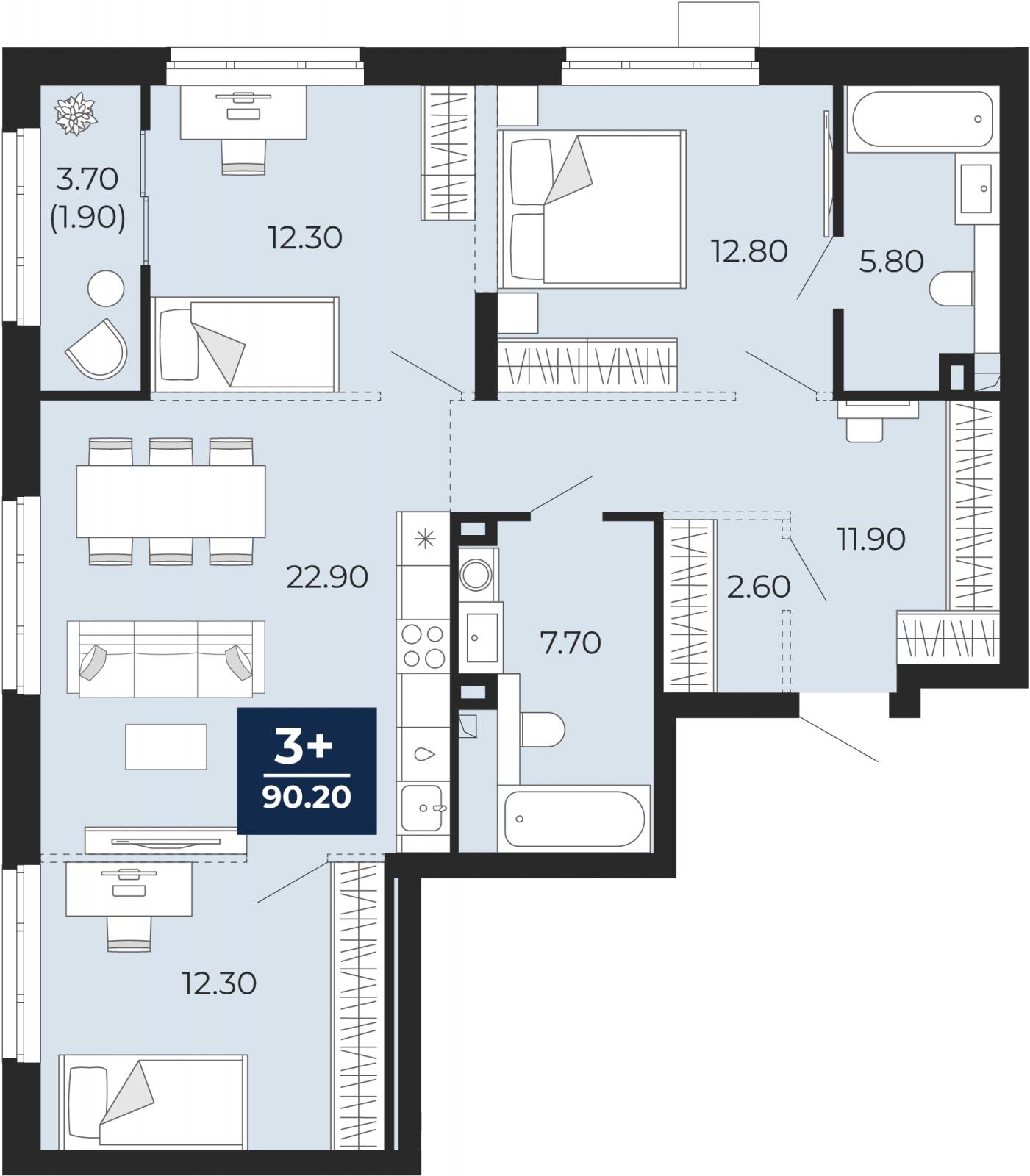 1-комнатная квартира (Студия) с отделкой в ЖК Перовское 2 на 33 этаже в 2 секции. Сдача в 4 кв. 2023 г.