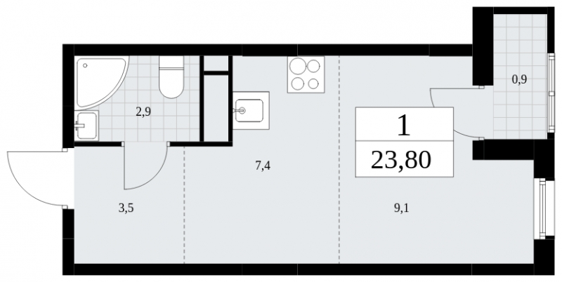 2-комнатная квартира в ЖК Скандинавия на 12 этаже в 1 секции. Сдача в 4 кв. 2024 г.