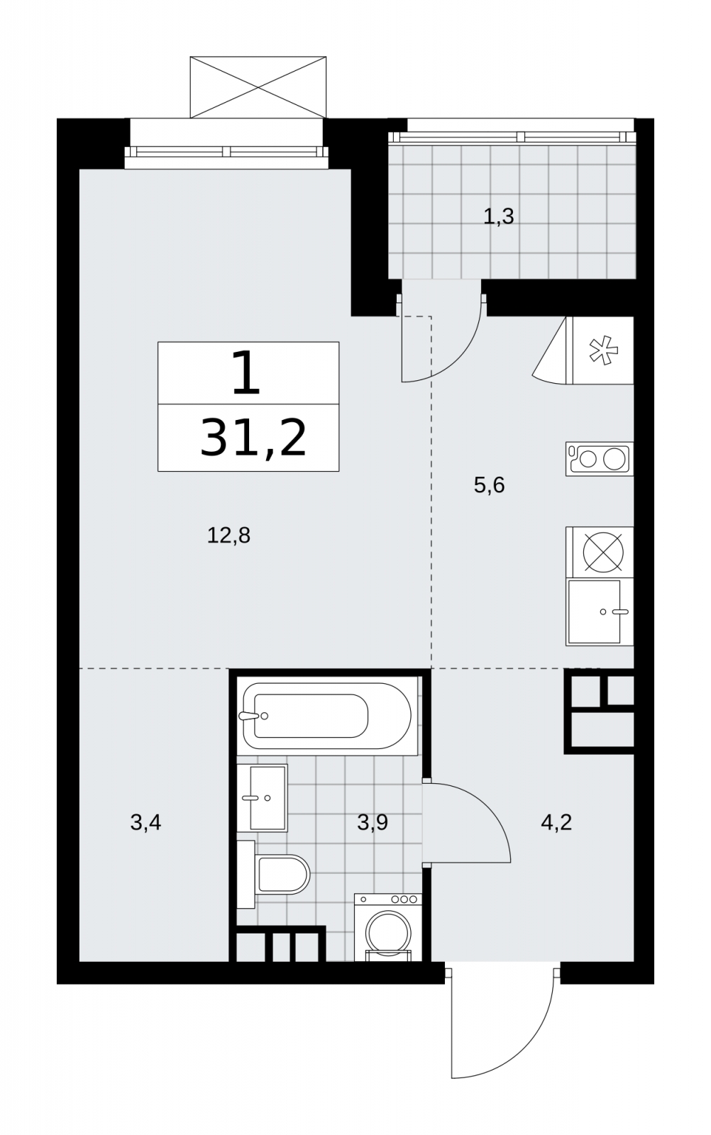 1-комнатная квартира с отделкой в ЖК Прео на 21 этаже в 1 секции. Сдача в 4 кв. 2024 г.