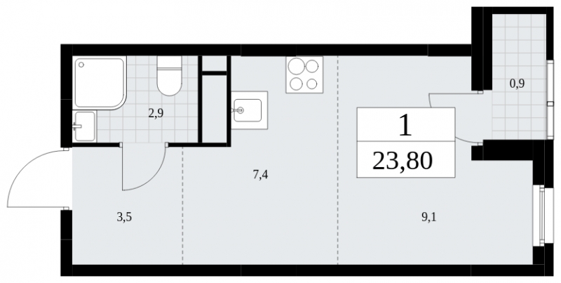 3-комнатная квартира с отделкой в ЖК Headliner на 5 этаже в 1 секции. Сдача в 4 кв. 2022 г.