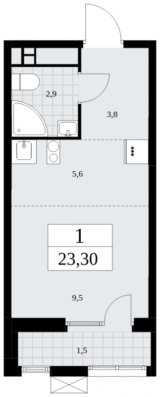 1-комнатная квартира с отделкой в ЖК Прео на 18 этаже в 2 секции. Сдача в 4 кв. 2025 г.