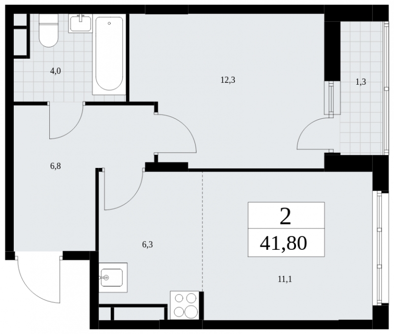 3-комнатная квартира в ЖК Скандинавия на 2 этаже в 1 секции. Сдача в 4 кв. 2024 г.