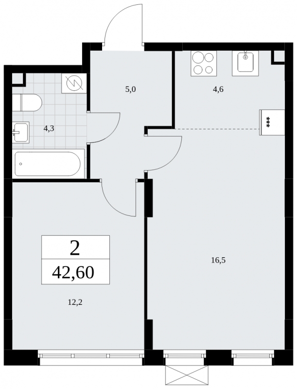 1-комнатная квартира с отделкой в Велнес-квартал Никольский на 3 этаже в 2 секции. Сдача в 4 кв. 2024 г.