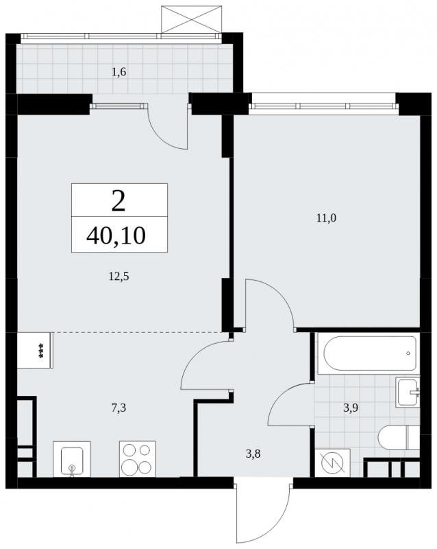 2-комнатная квартира с отделкой в ЖК Айвазовский City на 2 этаже в 7.1 секции. Сдача в 3 кв. 2026 г.