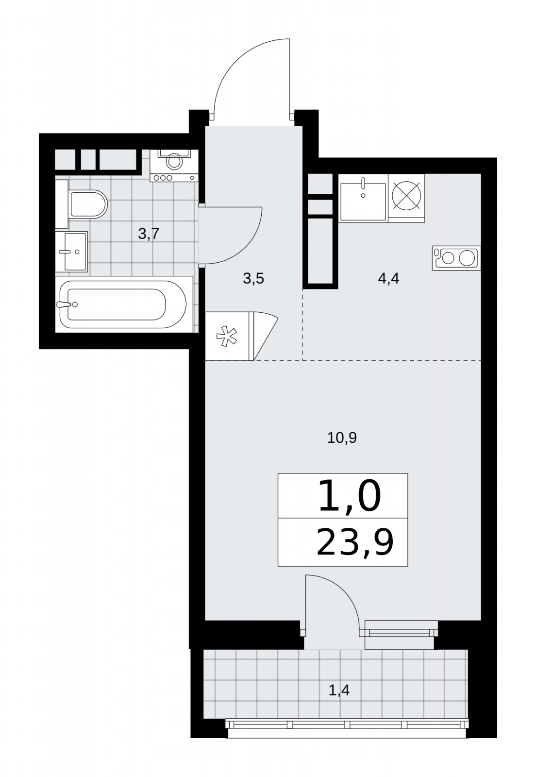 2-комнатная квартира с отделкой в ЖК Прео на 17 этаже в 1 секции. Сдача в 4 кв. 2024 г.