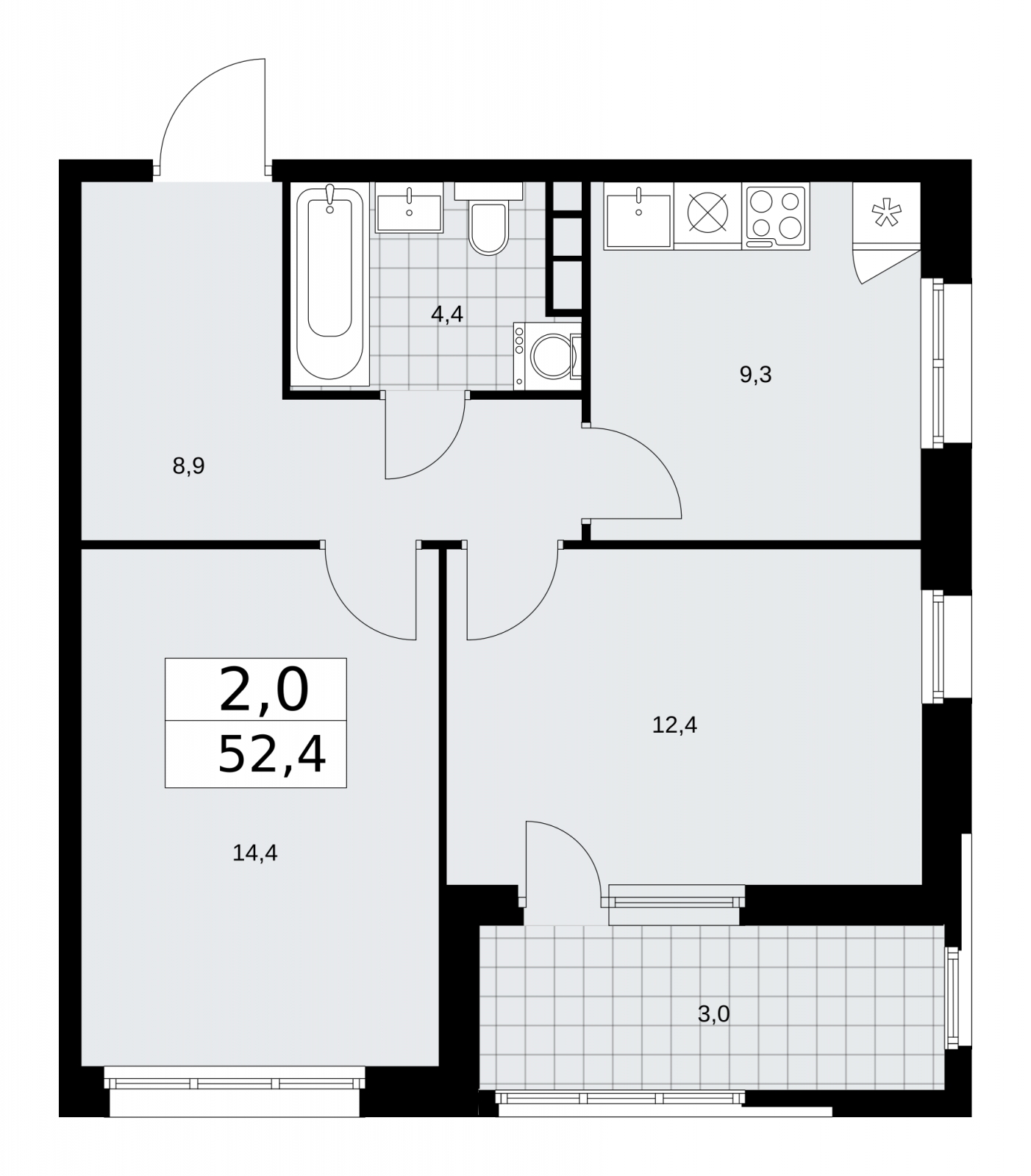 1-комнатная квартира с отделкой в ЖК Айвазовский City на 3 этаже в 7.2 секции. Сдача в 3 кв. 2026 г.