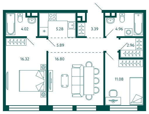 3-комнатная квартира с отделкой в ЖК Амурский парк на 2 этаже в 3 секции. Сдача в 3 кв. 2024 г.