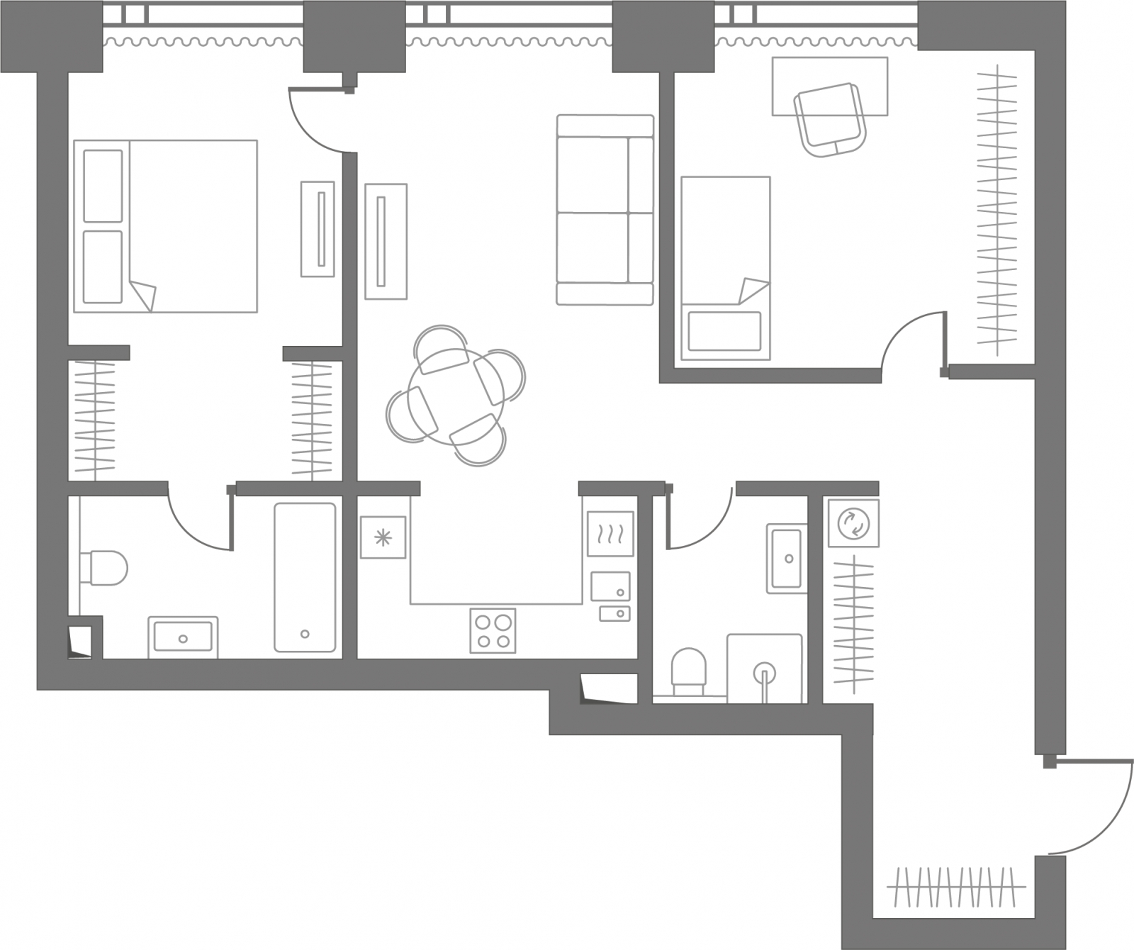 3-комнатная квартира с отделкой в Велнес-квартал Никольский на 5 этаже в 1 секции. Сдача в 4 кв. 2024 г.