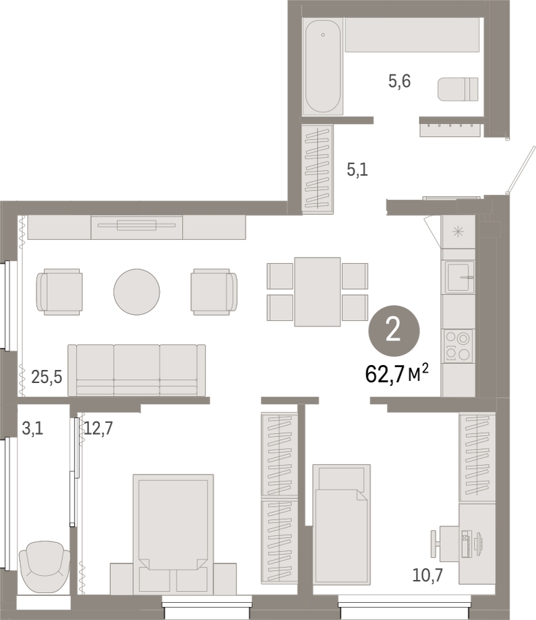 1-комнатная квартира с отделкой в ЖК Айвазовский City на 15 этаже в 7.3 секции. Сдача в 3 кв. 2026 г.