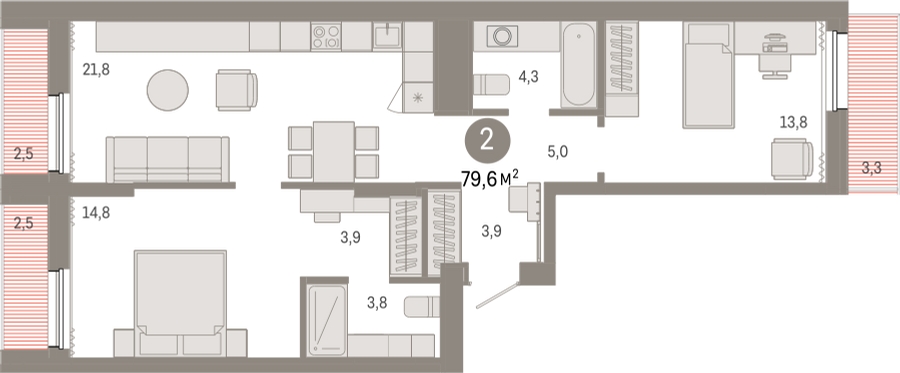 1-комнатная квартира (Студия) с отделкой в ЖК Прео на 10 этаже в 3 секции. Сдача в 4 кв. 2025 г.
