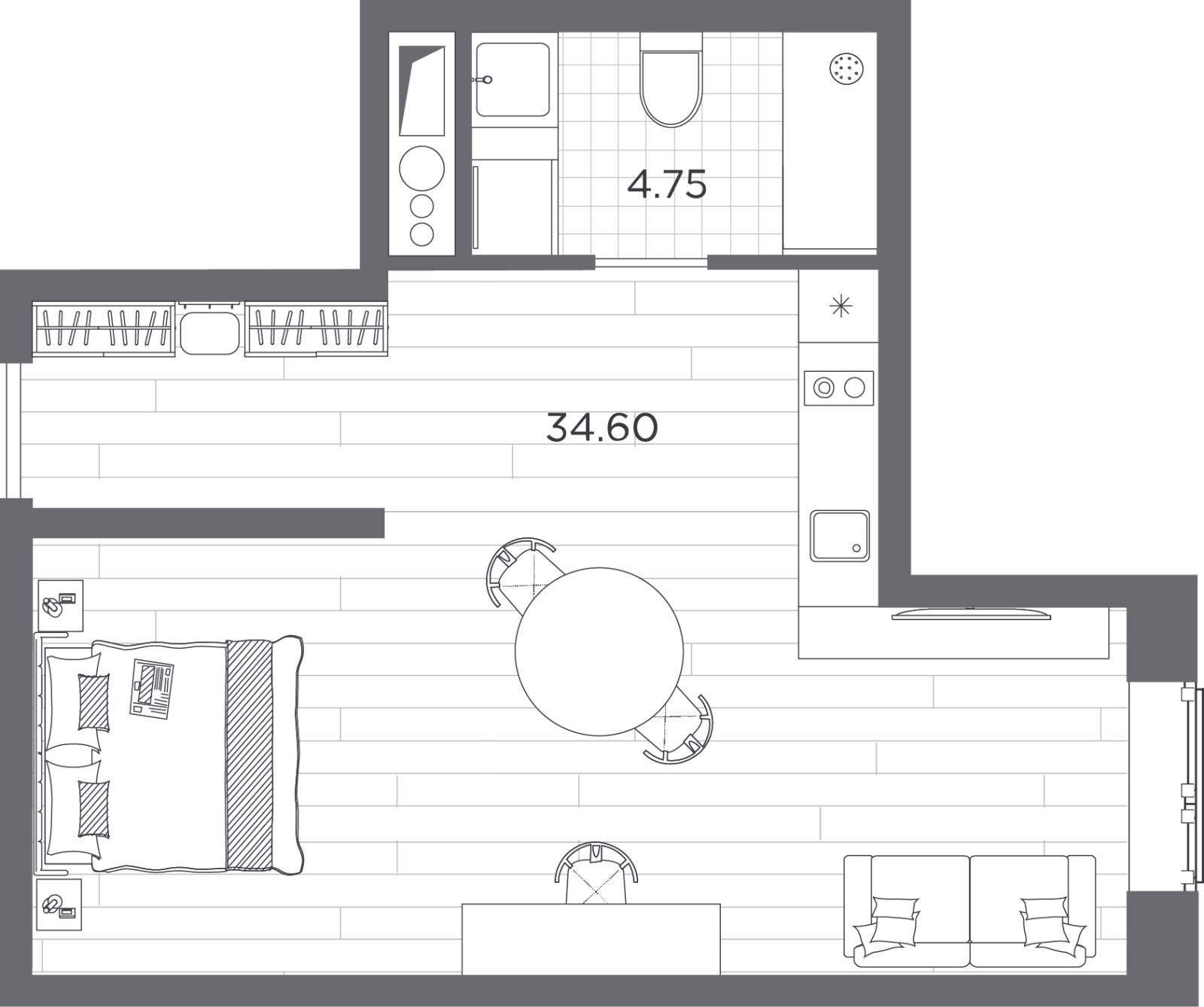 1-комнатная квартира (Студия) с отделкой в Велнес-квартал Никольский на 9 этаже в 2 секции. Сдача в 4 кв. 2024 г.