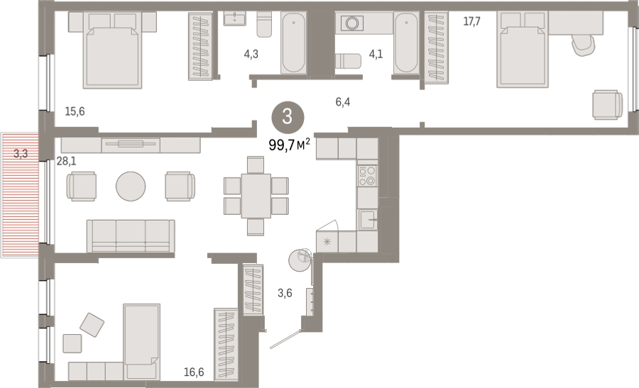 2-комнатная квартира с отделкой в ЖК Айвазовский City на 24 этаже в 7.1 секции. Сдача в 3 кв. 2026 г.