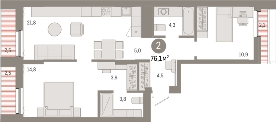 2-комнатная квартира с отделкой в Квартал Депо на 8 этаже в 1 секции. Сдача в 2 кв. 2024 г.