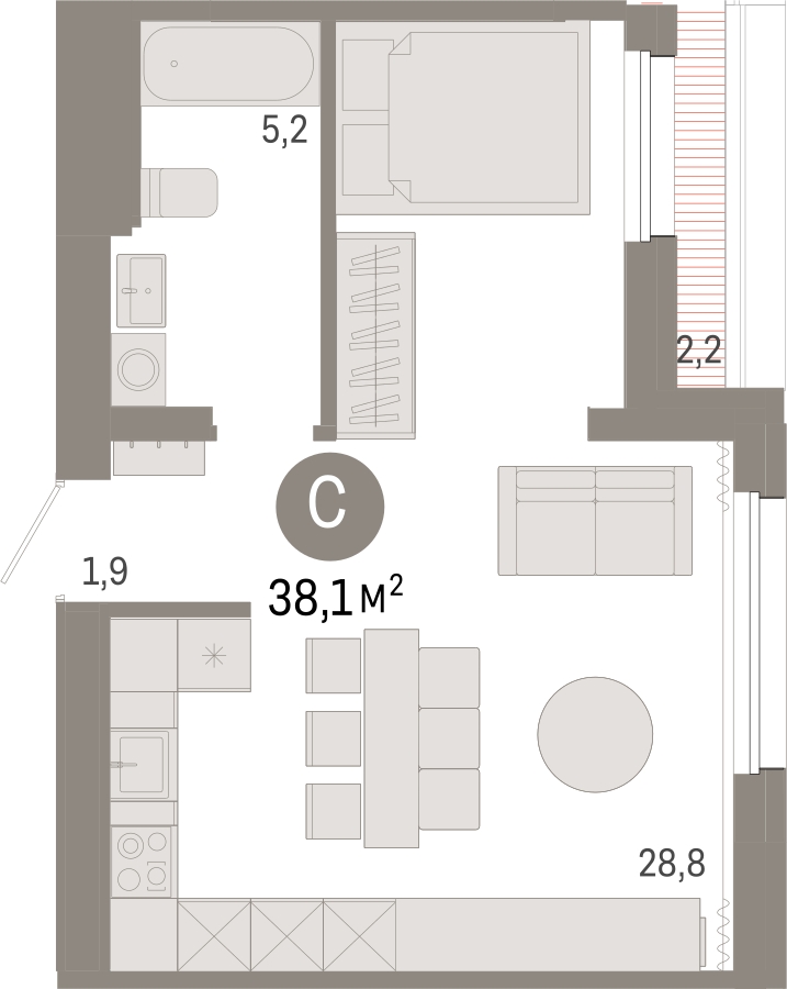 1-комнатная квартира с отделкой в Велнес-квартал Никольский на 3 этаже в 3 секции. Сдача в 4 кв. 2024 г.