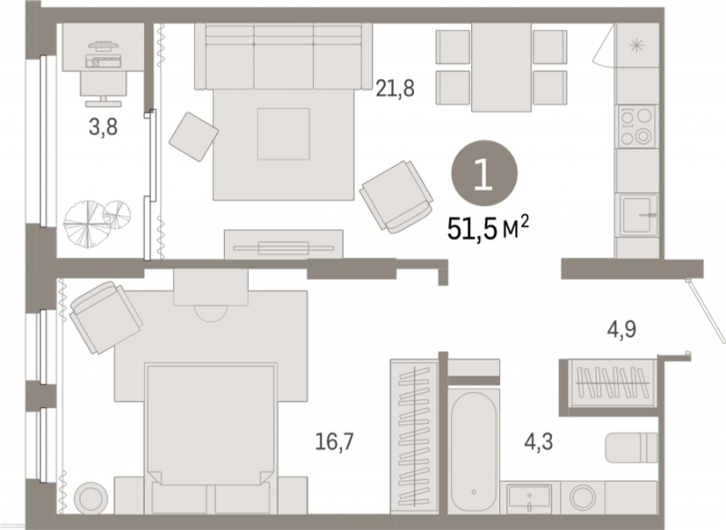 2-комнатная квартира с отделкой в Квартал Депо на 7 этаже в 5 секции. Сдача в 2 кв. 2024 г.