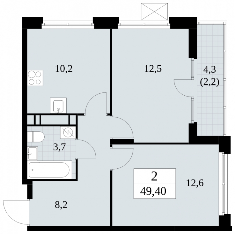 2-комнатная квартира в ЖК Скандинавия на 8 этаже в 4 секции. Сдача в 4 кв. 2024 г.