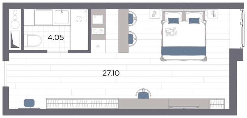 1-комнатная квартира с отделкой в ЖК Прео на 2 этаже в 1 секции. Сдача в 4 кв. 2025 г.