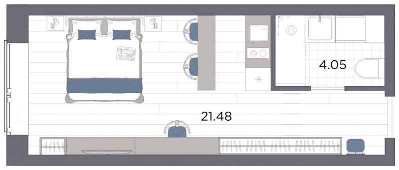 1-комнатная квартира с отделкой в Жилой район Южные кварталы на 3 этаже в 5 секции. Сдача в 3 кв. 2026 г.