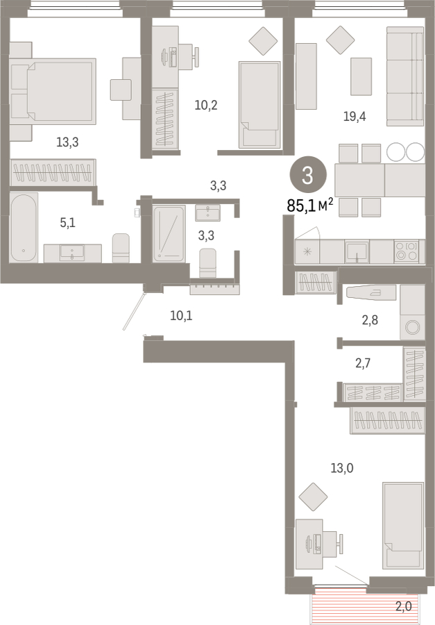 1-комнатная квартира с отделкой в ЖК Прео на 6 этаже в 1 секции. Сдача в 4 кв. 2025 г.