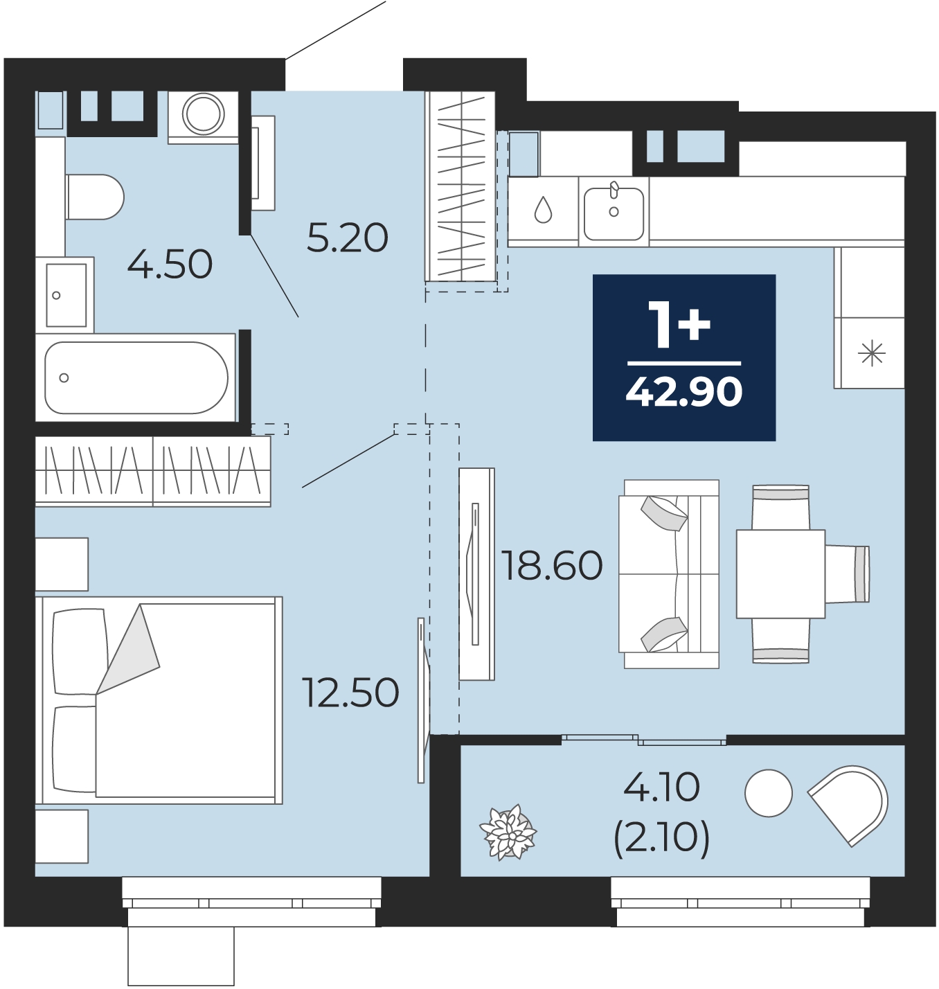 2-комнатная квартира в ЖК Митинский лес на 7 этаже в 4 секции. Сдача в 2 кв. 2022 г.