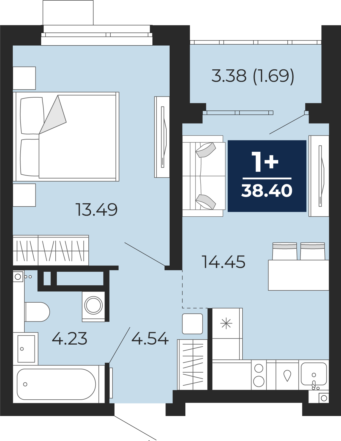 2-комнатная квартира с отделкой в ЖК TopHILLS на 8 этаже в 1 секции. Сдача в 1 кв. 2023 г.