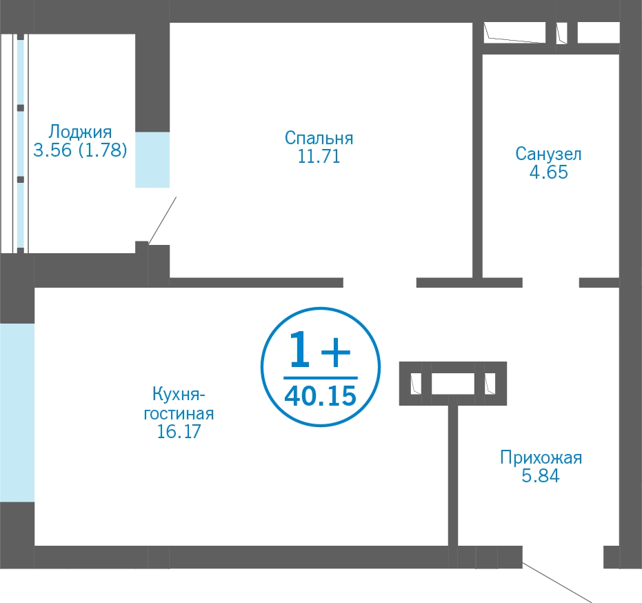 2-комнатная квартира в ЖК TopHILLS на 27 этаже в 1 секции. Сдача в 1 кв. 2023 г.