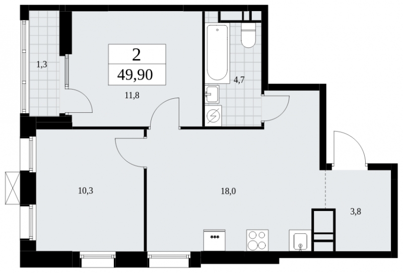 1-комнатная квартира с отделкой в ЖК Прео на 10 этаже в 2 секции. Сдача в 4 кв. 2025 г.