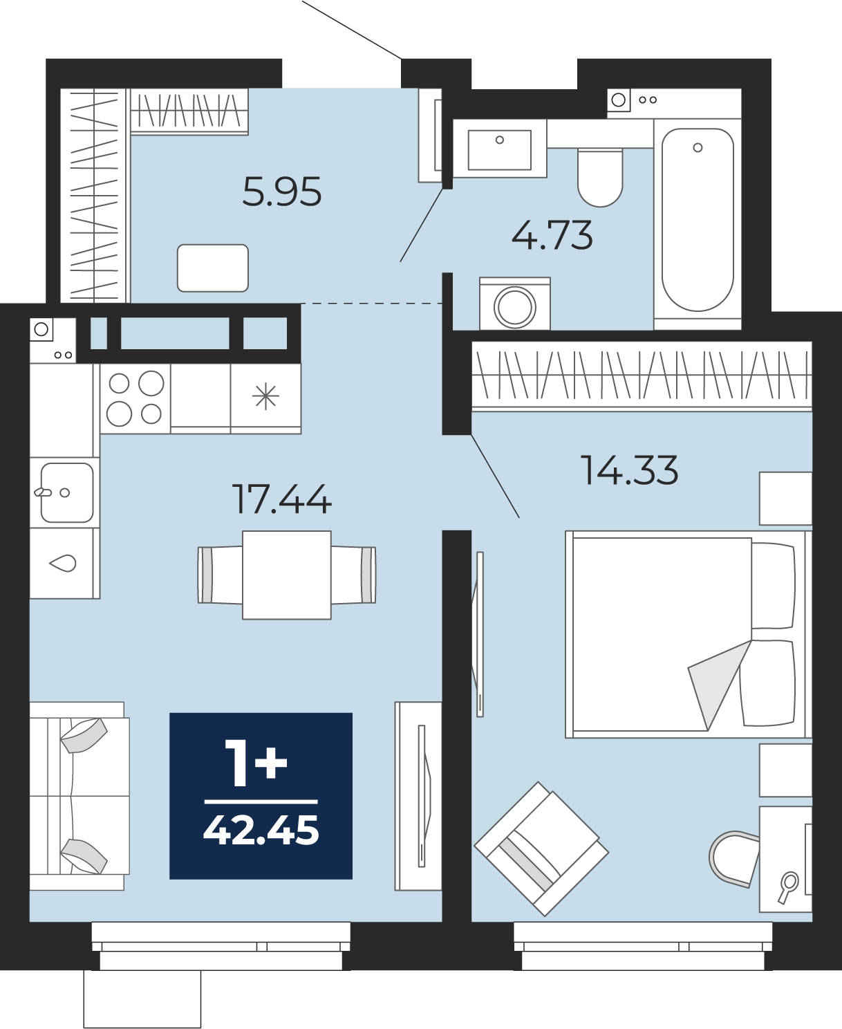 2-комнатная квартира с отделкой в ЖК Прео на 8 этаже в 1 секции. Сдача в 4 кв. 2025 г.