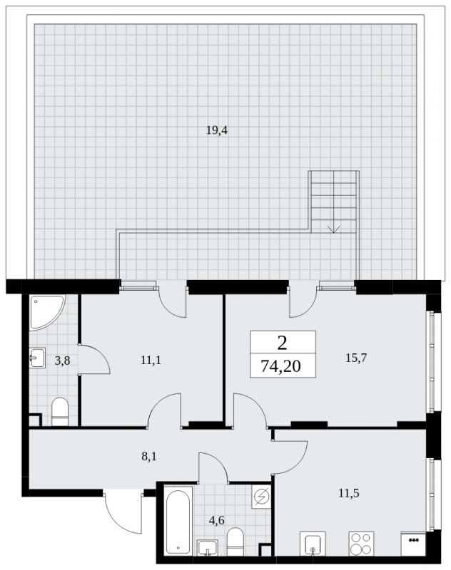 2-комнатная квартира с отделкой в Жилой район Шишимская горка на 6 этаже в 4 секции. Сдача в 4 кв. 2025 г.