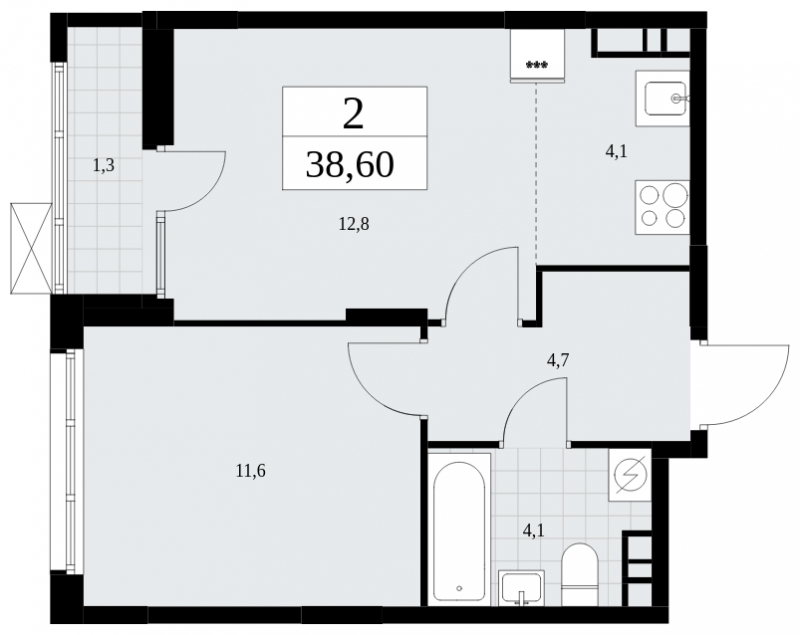 1-комнатная квартира с отделкой в Велнес-квартал Никольский на 5 этаже в 3 секции. Сдача в 4 кв. 2024 г.