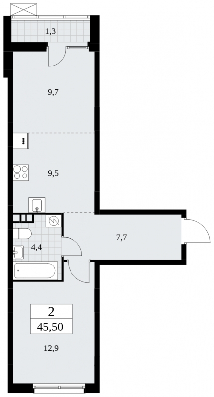 2-комнатная квартира с отделкой в Жилой район Шишимская горка на 3 этаже в 2 секции. Сдача в 4 кв. 2025 г.