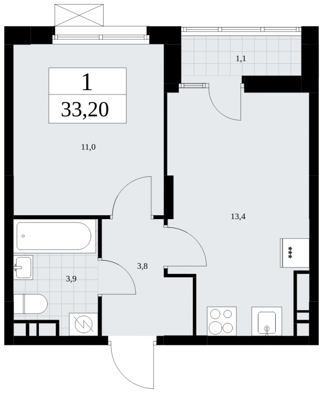 2-комнатная квартира с отделкой в ЖК Прео на 4 этаже в 1 секции. Сдача в 4 кв. 2025 г.