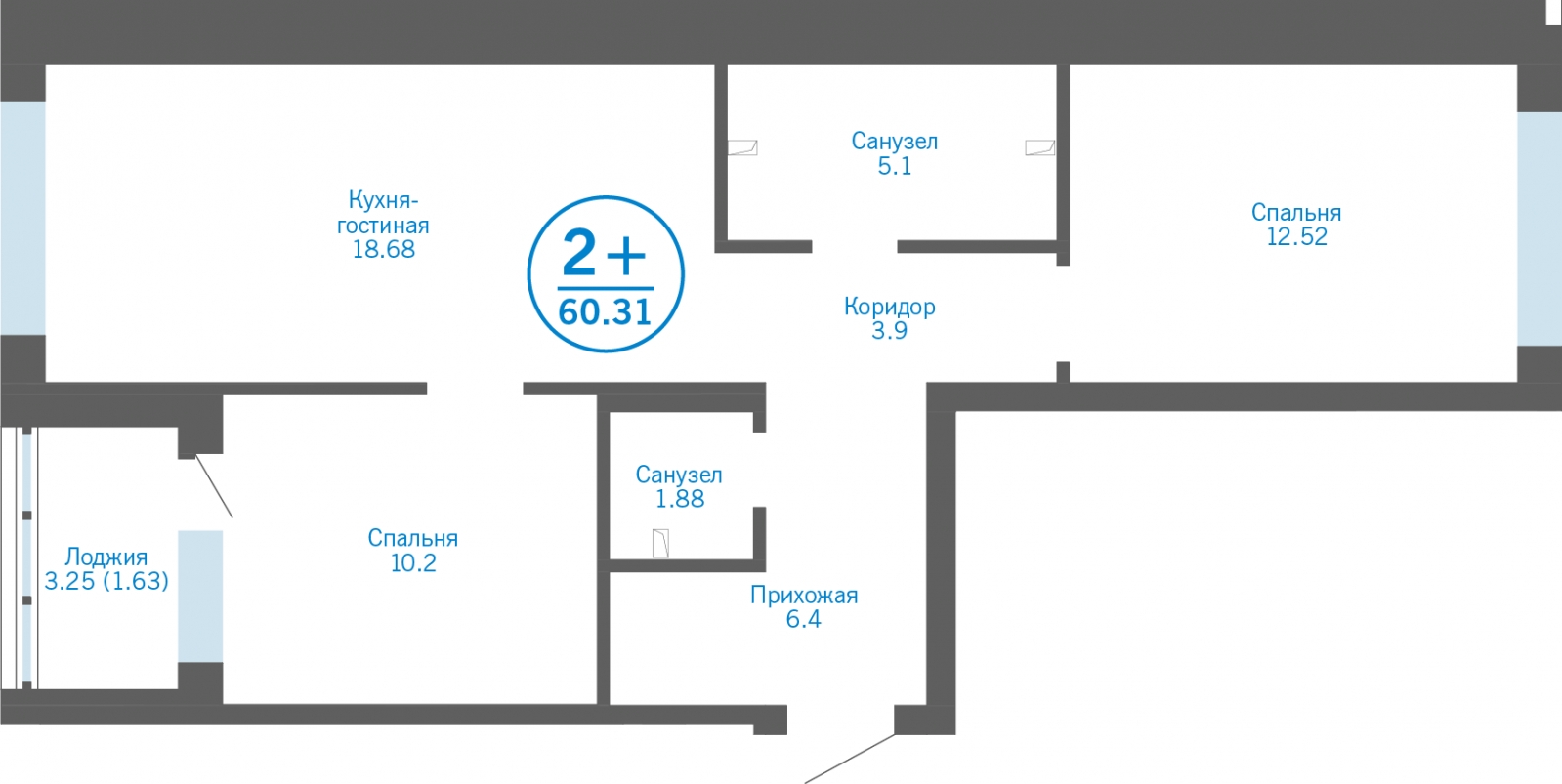 2-комнатная квартира в ЖК VEREN NEXT Шуваловский на 2 этаже в 2 секции. Сдача в 1 кв. 2023 г.
