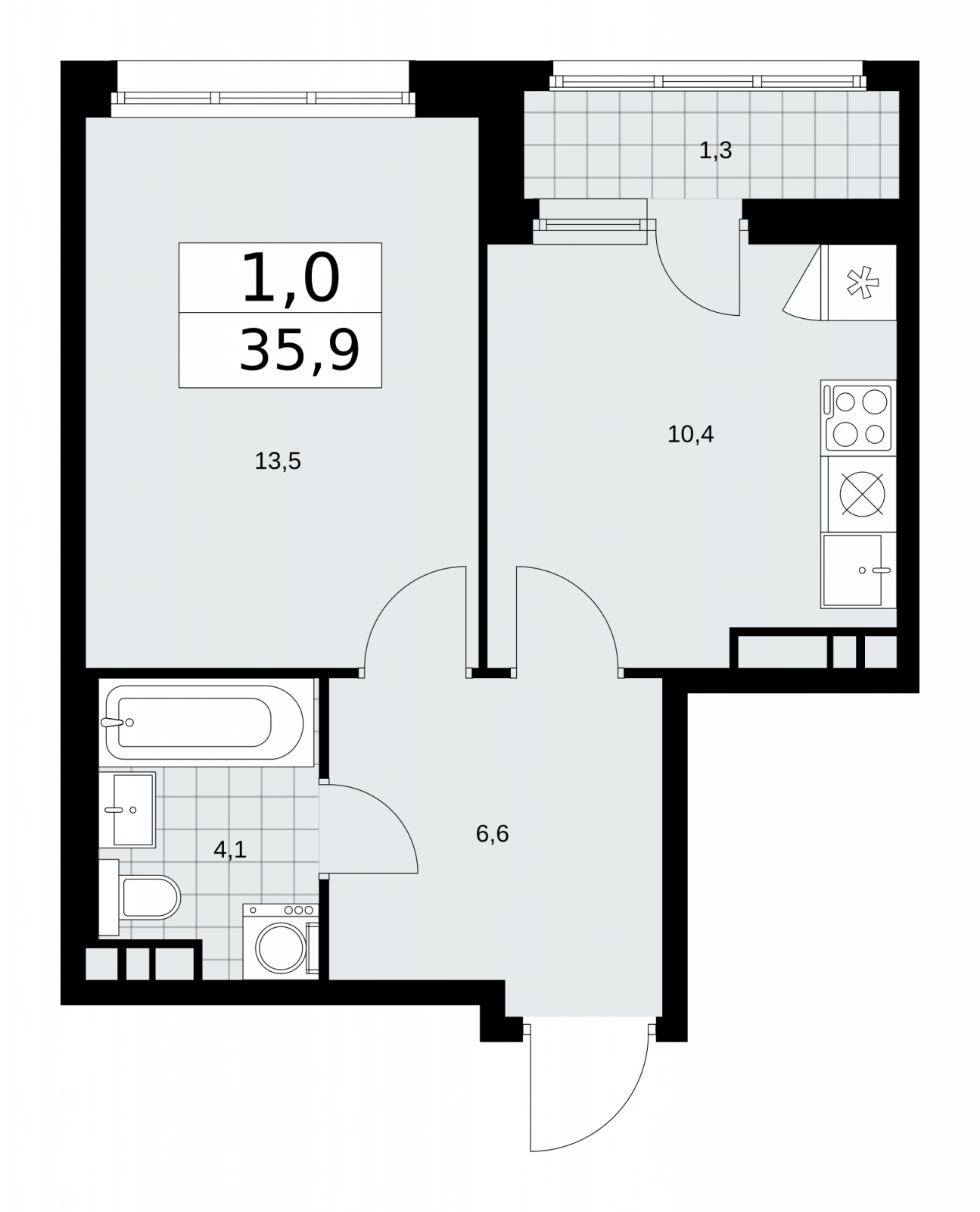 2-комнатная квартира с отделкой в ЖК Прео на 16 этаже в 2 секции. Сдача в 4 кв. 2025 г.