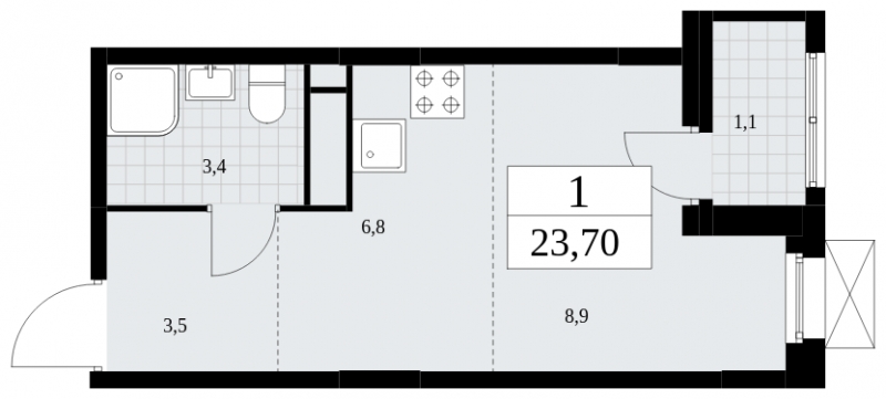 3-комнатная квартира в ЖК Скандинавия на 12 этаже в 1 секции. Сдача в 4 кв. 2024 г.