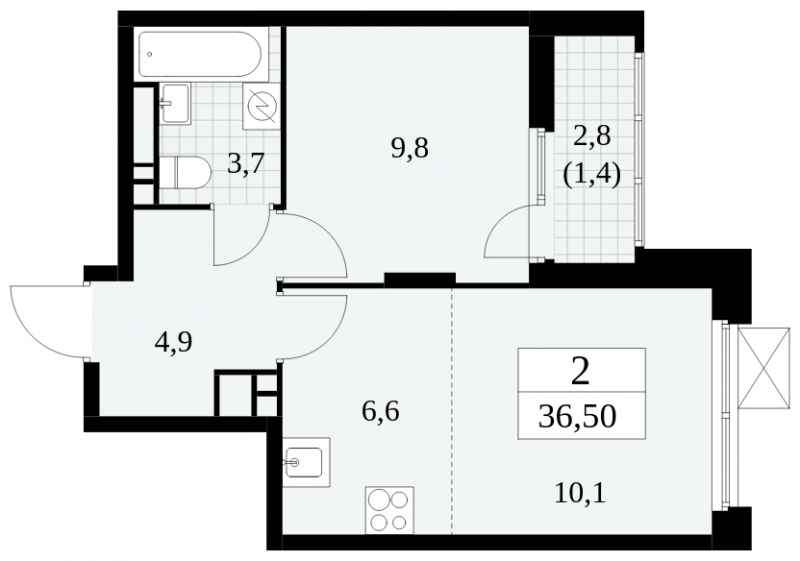 1-комнатная квартира в ЖК Скандинавия на 10 этаже в 1 секции. Сдача в 4 кв. 2024 г.