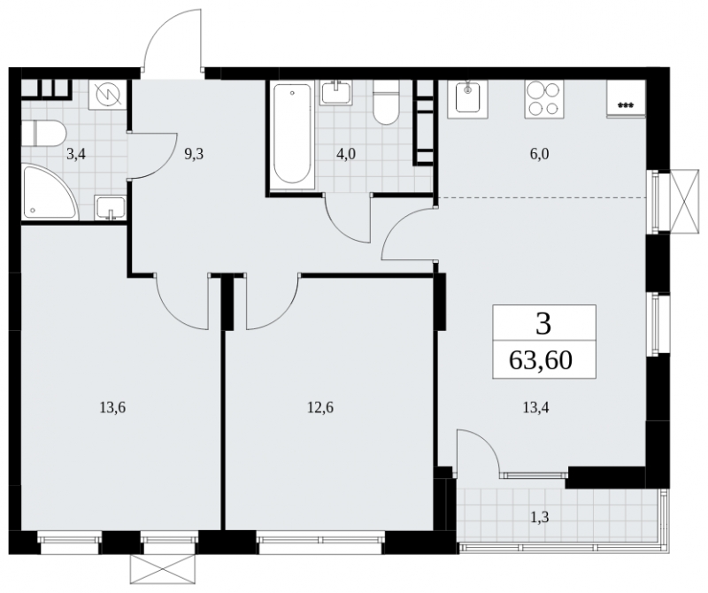 1-комнатная квартира с отделкой в ЖК Прео на 21 этаже в 1 секции. Сдача в 4 кв. 2025 г.