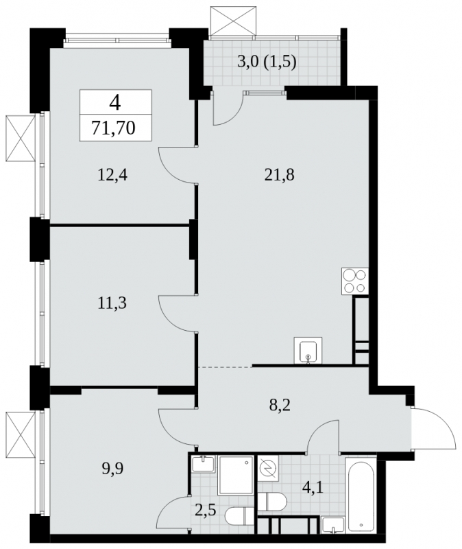2-комнатная квартира с отделкой в ЖК Скандинавия на 17 этаже в 1 секции. Сдача в 4 кв. 2024 г.