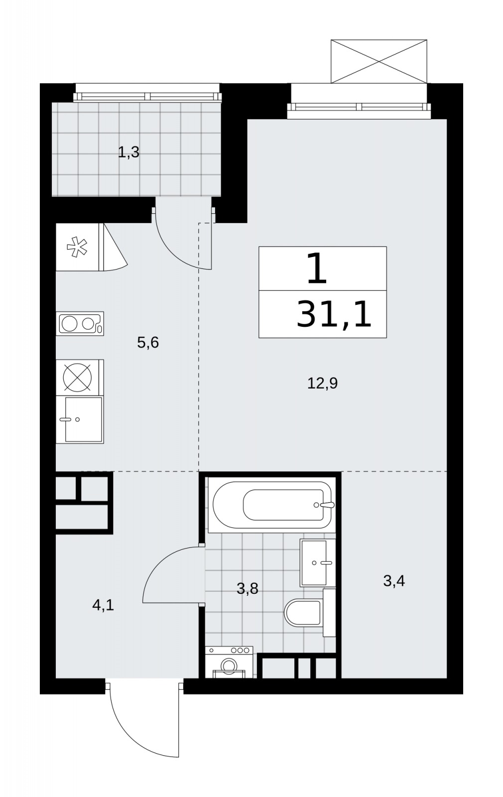 2-комнатная квартира с отделкой в ЖК Прео на 21 этаже в 2 секции. Сдача в 4 кв. 2025 г.