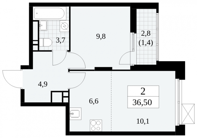 1-комнатная квартира (Студия) с отделкой в ЖК Скандинавия на 7 этаже в 1 секции. Сдача в 4 кв. 2024 г.