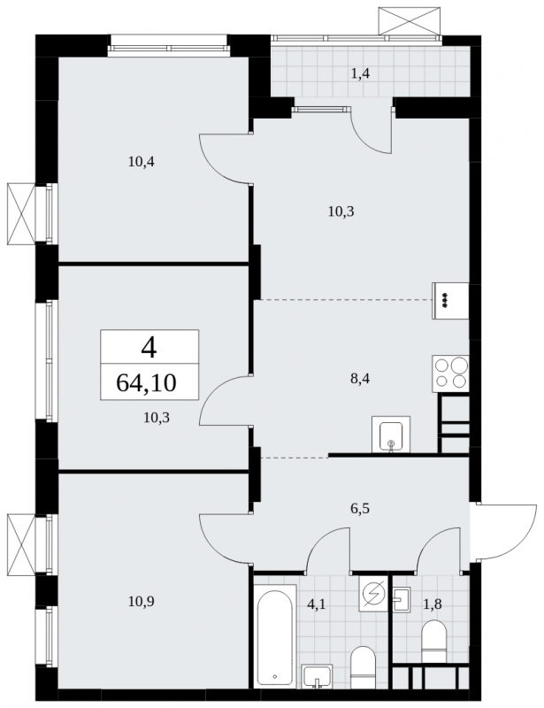 2-комнатная квартира с отделкой в Квартал Депо на 8 этаже в 1 секции. Сдача в 2 кв. 2024 г.