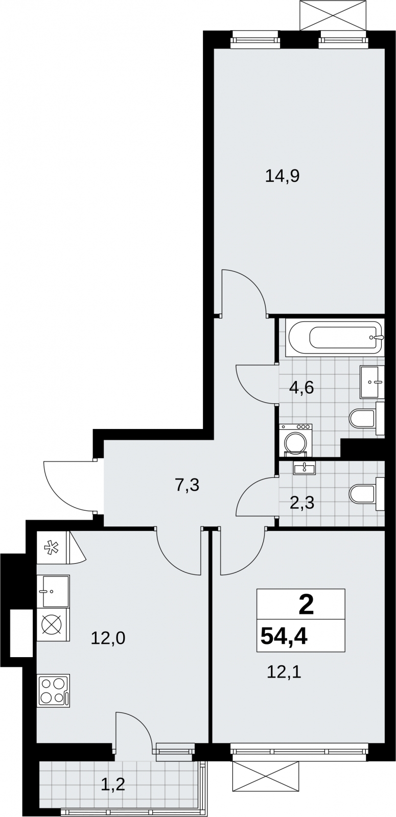 2-комнатная квартира с отделкой в ЖК Прео на 10 этаже в 3 секции. Сдача в 4 кв. 2025 г.